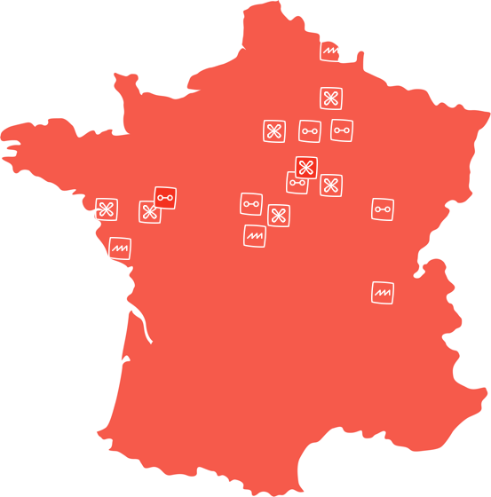 Carte de la filière blé en France