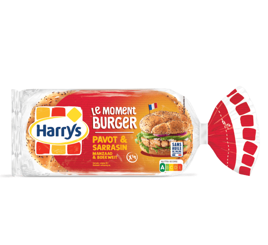 Pack Harrys Le moment burger Pavot et sarrasin sans huile de palme nutriscore A