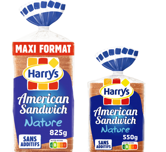 Pack Harrys American Sandwich nature 825 gr 550 gr sans additifs nutriscore B