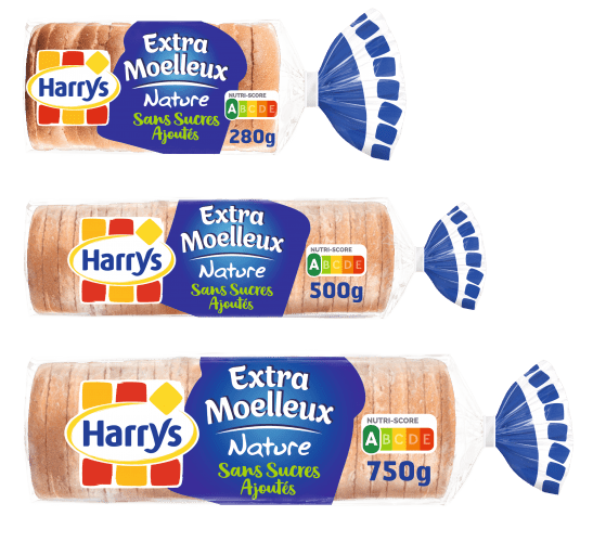 Pack Harrys extra moelleux nature sans sucres ajoutés 280gr 500 gr 750 gr nutriscore A