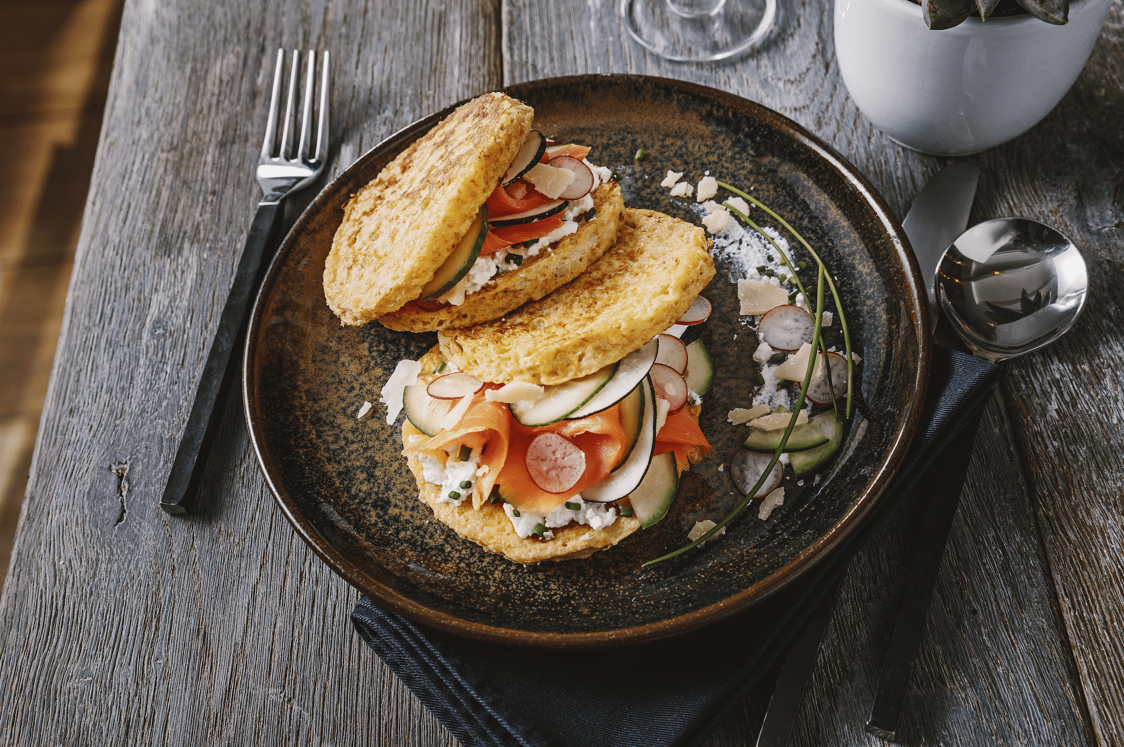 Recette Harrys 100% Mie complet Croque Saumon fumé radis noir & ricotta