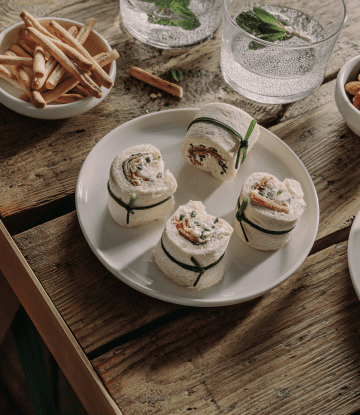 Recette Harrys 100% Mie nature Roulés Jambon d’Aoste & fromage frais aux herbes