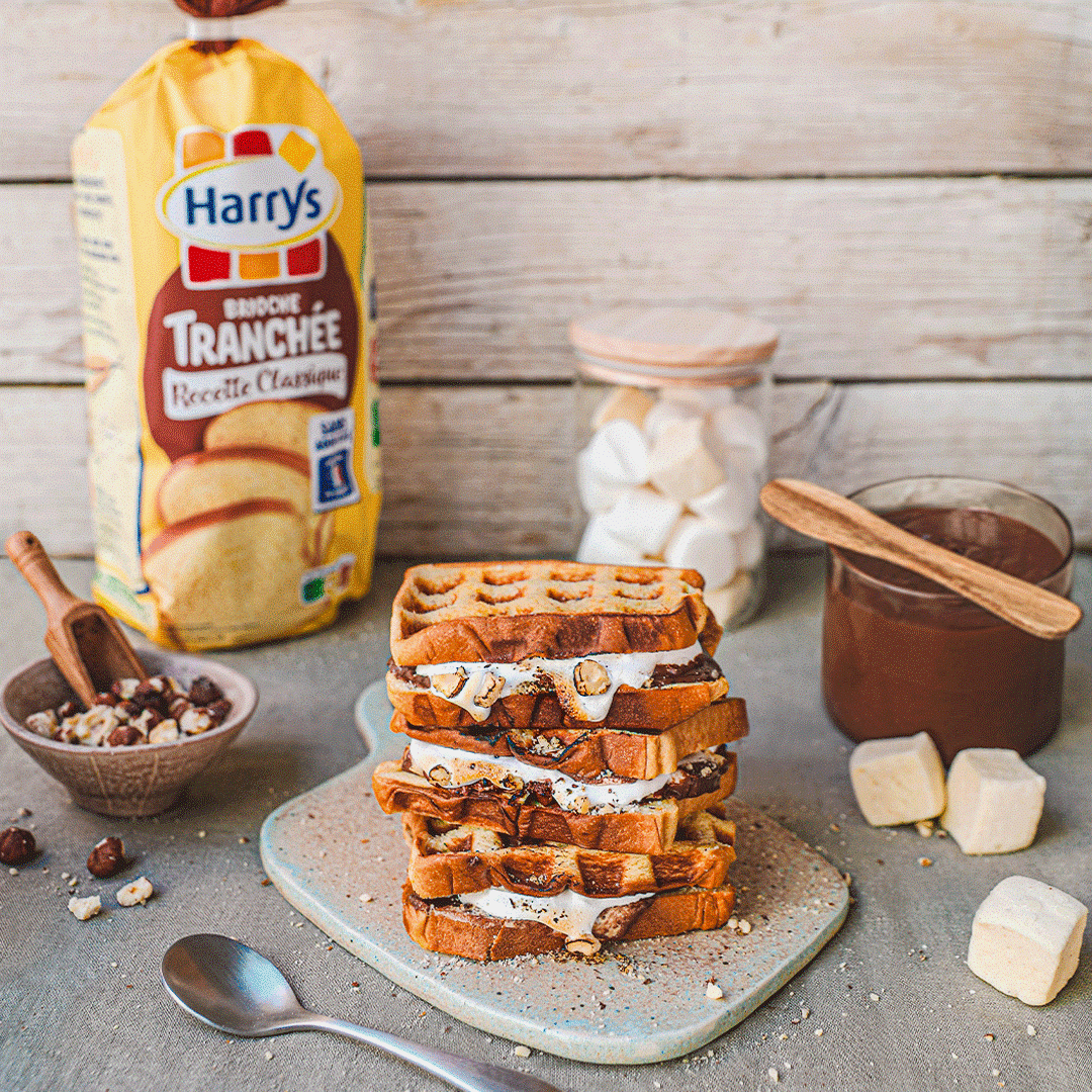 Recette Harrys gaufres minutes façon s'mores brioche tranchée classique
